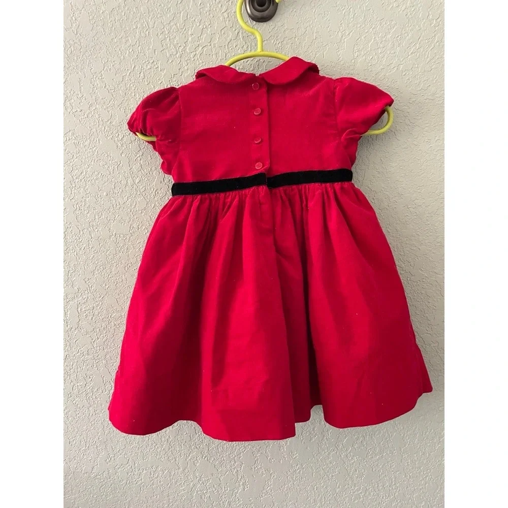 Ralph Lauren Girls 6 Month Red Corduroy Collared‎ Dress Holiday Christmas